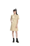 卡其色女裝泡泡袖長衫