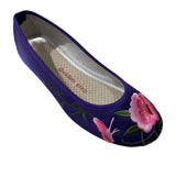 金步女裝平底繡花布鞋 - 紫