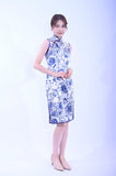 Line & Curve 真絲大蓮花亦袖中長旗袍92403