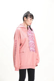 粉紅印花連帽衛衣男女皆宜