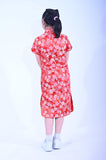 Line & Cur女童大紅蜂巢花花短袖旗袍YC1142-3
