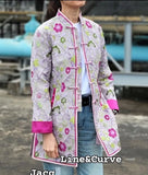 YUE HWA女裝粉紫底紫花中長反袖外套YL260-2, 38碼