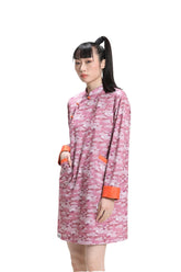 粉紅祥雲印花女裝長袖寬鬆長衫