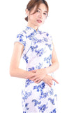 Line & Curve真絲提花青花小蓋袖旗袍YL1181