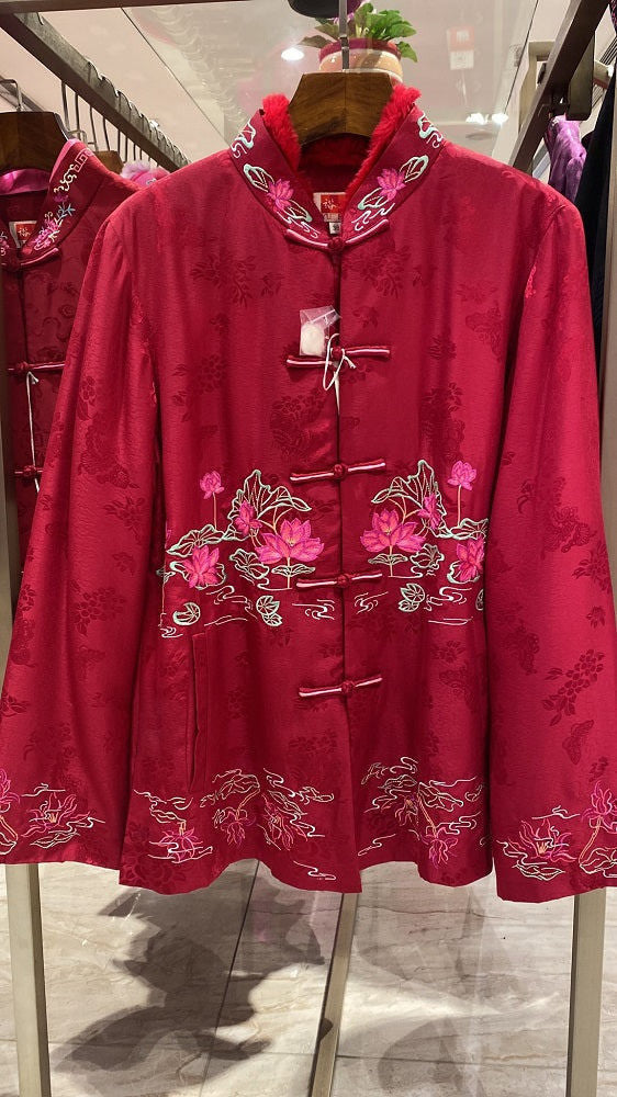 真絲鳳花車花絲棉衣 91789-7341/5984(大紅, 36碼)