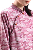粉紅祥雲印花女裝長袖寬鬆長衫