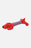 長粗綿繩蠟腸狗發聲狗玩具 - 紅 28cm