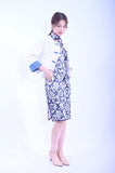 Line & Curve 真絲藤花亦袖中長旗袍92403