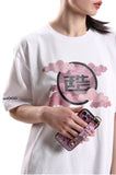 粉紅祥雲印花白色T恤