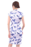 Line & Curve真絲提花青花小蓋袖旗袍YL1181