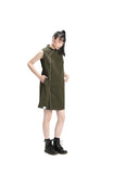 軍綠女裝無袖寬鬆長衫