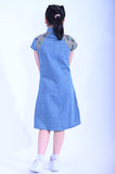 Line&Curve牛仔千鳥格小蓋袖A型旗袍YC1169-3