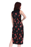 柯根紗紅色花無袖旗袍91808A-7689