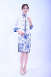 Line & Curve 真絲大蓮花亦袖中長旗袍92403