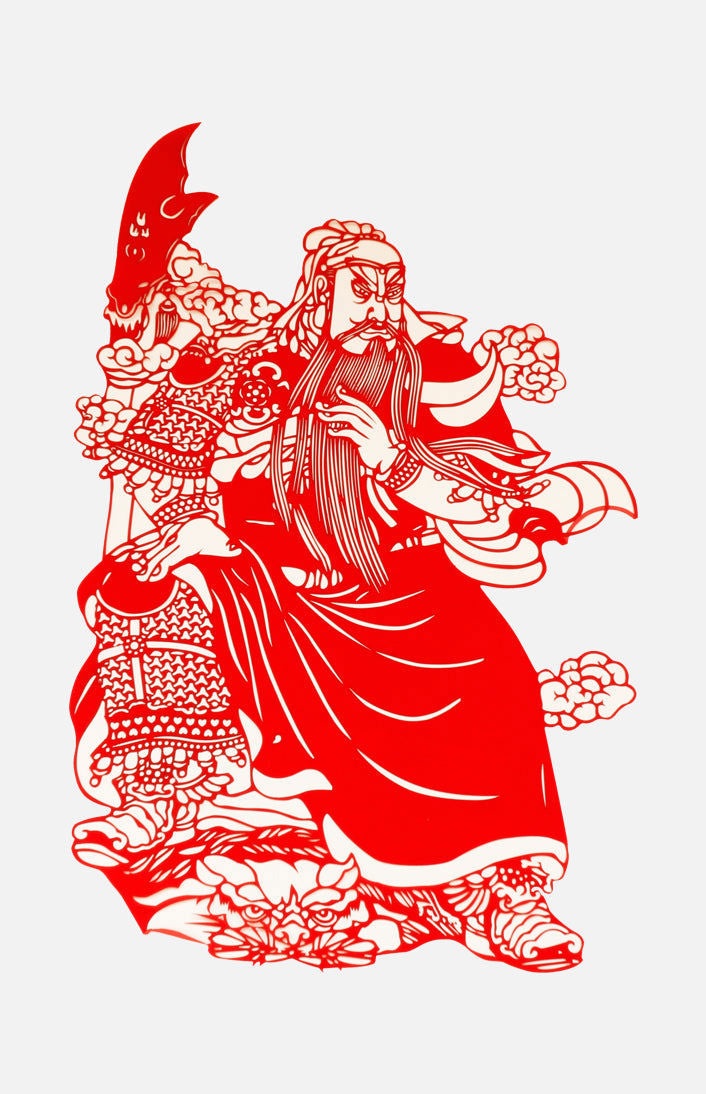 中國剪紙(關公)